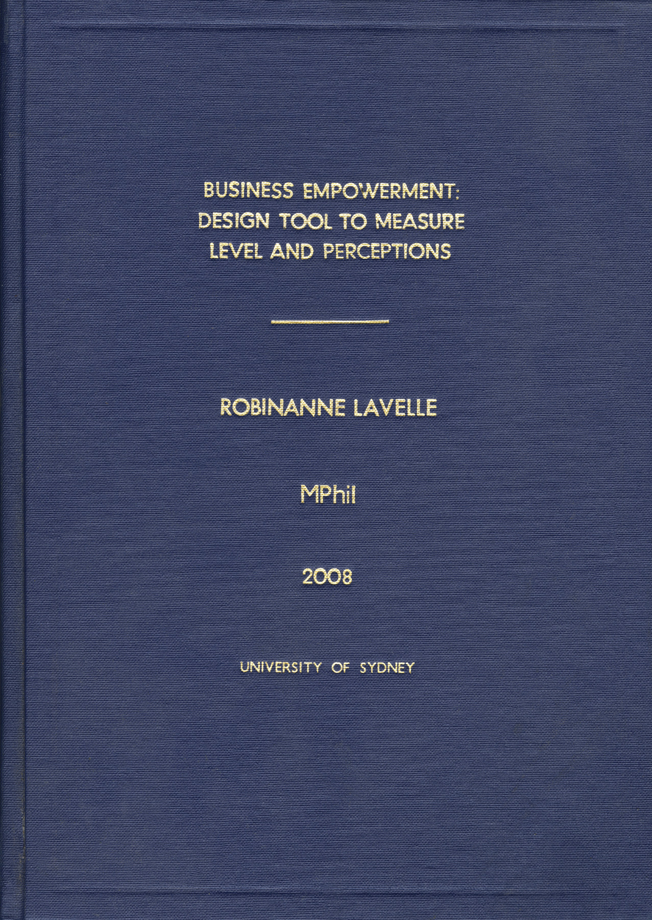 Business Empowerment master’s thesis cover scan.